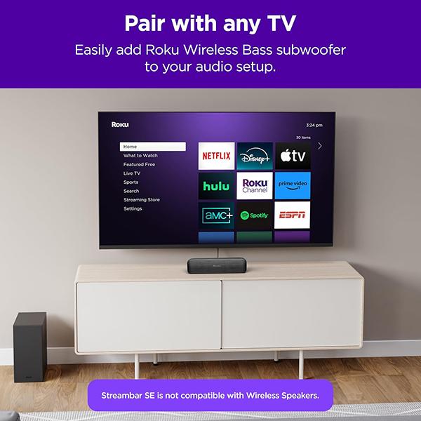 Roku Streambar SE | 2-in-1 TV Soundbar with Built-in 4K/HD/HDR Streaming - Premium Speakers, & Enhanced Speech Clarity