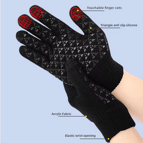 Shunmaii USB Heated Knitted Gloves - Full Finger Gloves, Non-Slip Touch Screen Gloves, Thicken Thermal Knitting Mitts for Outdoor Sports