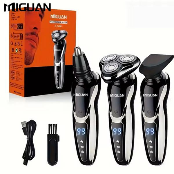 MIGUAN Electric Razor Kit - Rechargeable Electric Shaver for Men, Waterproof Wet Dry Cordless Razor with Nose Hair Trimmer and Sideburns Trimmer