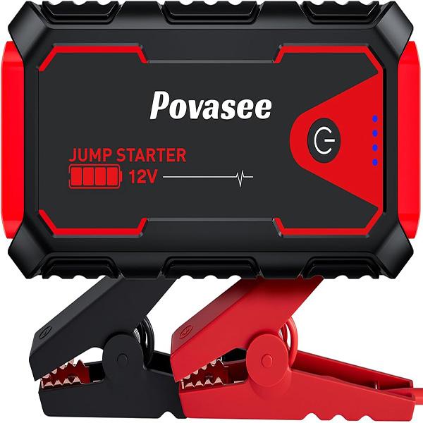 Povasee Jump Starter 5000A Car Jumper Starter - Model A30, 12V Jump Box for Car Battery, up to 10L Gas or 8L Diesel Engine, Portable with Power Bank/Dual Output/LED Light