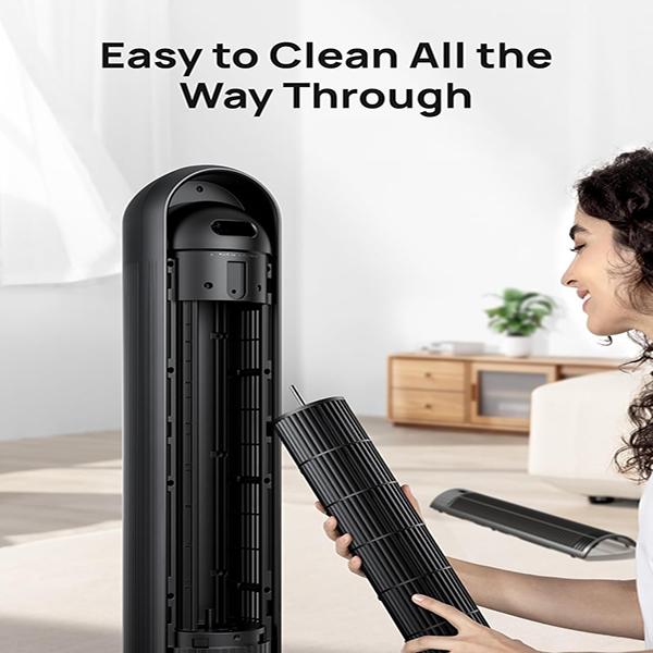 Dreo Tower Fan - 28dB Quiet Floor Fan, 90° Oscillating for Indoors with 4 Speeds, Black (DR-HTF007)