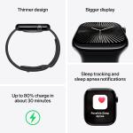 Apple Watch Series 10 (MWWE3LW/A) Smartwatch - with Jet Black Aluminium Case with Black Sport Band, GPS, Sleep Tracker