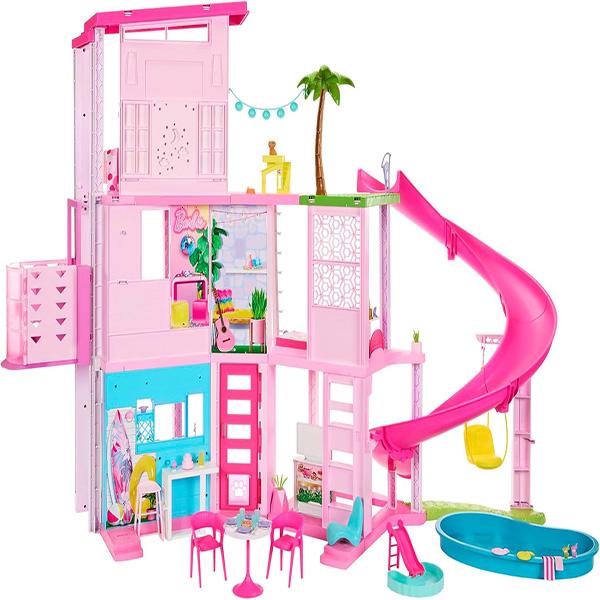 Mattel Barbie Dreamhouse House Playset - with 75+ Pieces and 3-Story Slide, Pet Elevator and Puppy Play Areas