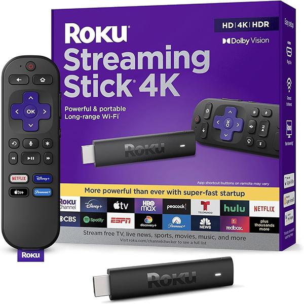 Roku Streaming Stick 4K - Portable Roku Streaming Device 4K/HDR/Dolby Vision with Voice Remote