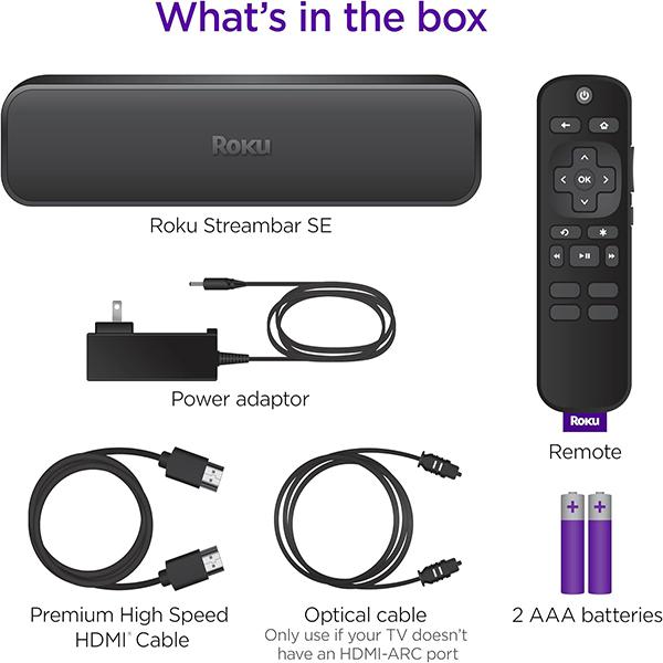 Roku Streambar SE | 2-in-1 TV Soundbar with Built-in 4K/HD/HDR Streaming - Premium Speakers, & Enhanced Speech Clarity