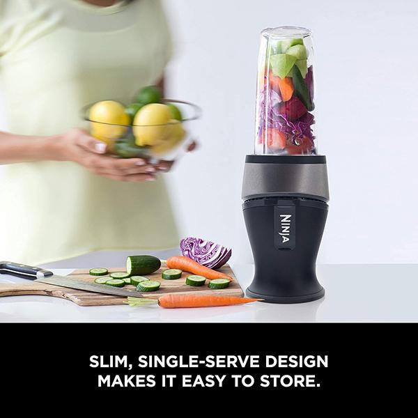 Ninja QB3001SS Fit Compact Personal Blender - Portable Blender for Smoothies, Shakes, Food Prep, & Frozen Blending, 700-Watt Base, 16-oz. (Black)