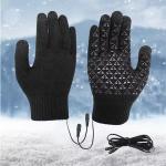 Shunmaii USB Heated Knitted Gloves - Full Finger Gloves, Non-Slip Touch Screen Gloves, Thicken Thermal Knitting Mitts for Outdoor Sports