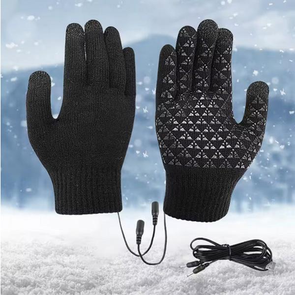 Shunmaii USB Heated Knitted Gloves - Full Finger Gloves, Non-Slip Touch Screen Gloves, Thicken Thermal Knitting Mitts for Outdoor Sports