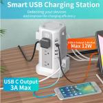 Passus Surge Protector Power Strip Tower Outlet - 10FT Extension Cord with 12 AC Outlets 5 USB Charging Ports(1 USB C PD18W)