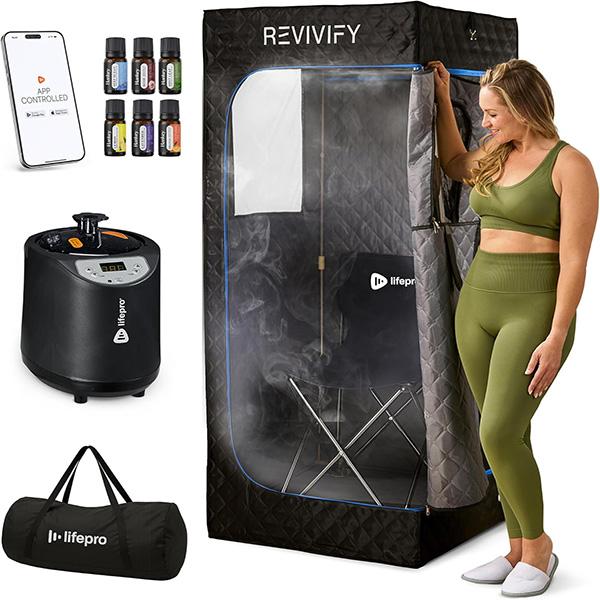 LifePro Revivify Portable Sauna Box – At-Home Sauna Tent with Adjustable Heat Levels & Timer, Foldable, Easy-to-Use Personal Steam Room for Home with 2.6L Steamer