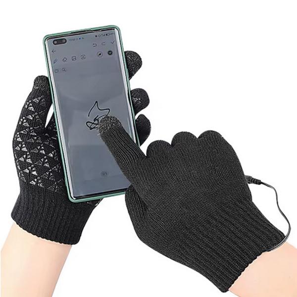 Shunmaii USB Heated Knitted Gloves - Full Finger Gloves, Non-Slip Touch Screen Gloves, Thicken Thermal Knitting Mitts for Outdoor Sports
