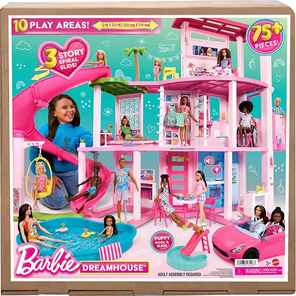 Mattel Barbie Dreamhouse House Playset - with 75+ Pieces and 3-Story Slide, Pet Elevator and Puppy Play Areas