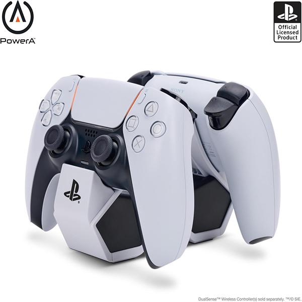PowerA Twin Charging Station for Dualsense Wireless Controllers - Charge, Sony PlayStation PS5, Officially Licensed