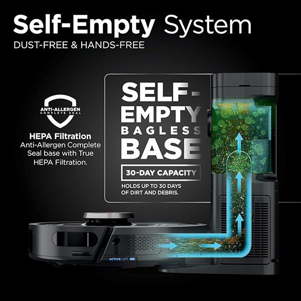 Shark PowerDetect Self-Empty Robot Vacuum with NeverStuck Technology (AV2820S) - Auto Deep-Clean Carpets & Hardfloors, 30 Day Capacity HEPA Bagless Base, WiFi