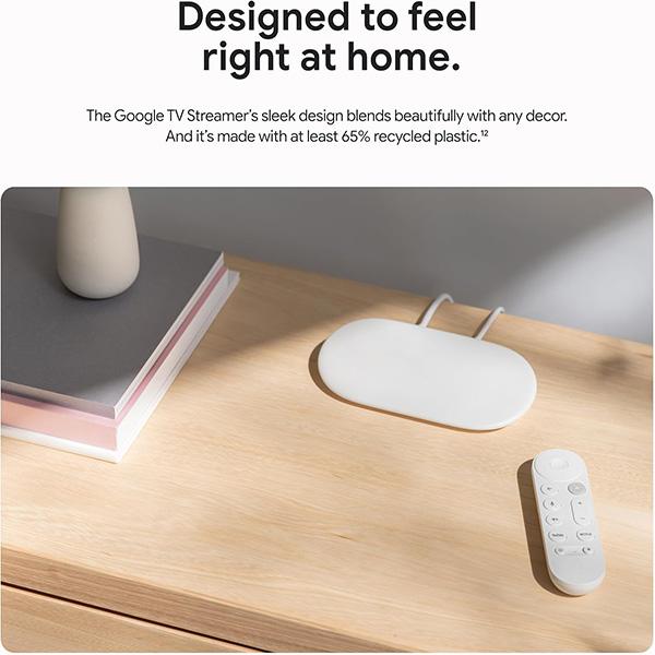 Google TV Streamer 4K - Fast Streaming Entertainment on Your TV with Voice Search Remote, Watch Movies, Shows, Live TV, and Netflix in 4K HDR (Porcelain)