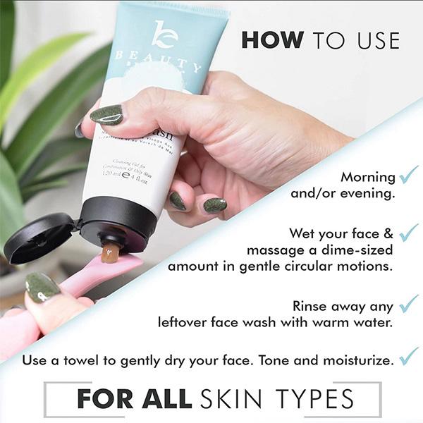 Beauty by Earth Clean Face Wash - USA Made with Organic & Natural Ingredients, Non-Toxic Facial Cleanser (5 Case )