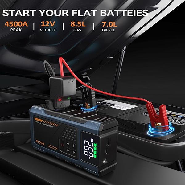 Geeneu Car Battery Charger Jump Starter with Air Compressor 4500A - For Car, Battery Portable Booster Jump Pack, 12V Jumpstart Combo 150PSI Tire Inflator Air Pump(Up to 8.5L Gas/7.0L Diesel)