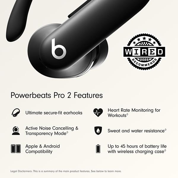 Beats Powerbeats Pro 2 Wireless Bluetooth Earbuds - Noise Cancelling, Heart Rate Monitor, Up to 45H Battery & Charging Case, Works with Apple & Android (2025)