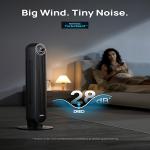 Dreo Tower Fan - 28dB Quiet Floor Fan, 90° Oscillating for Indoors with 4 Speeds, Black (DR-HTF007)
