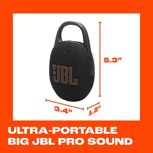 JBL Clip 5 Ultra-Portable Bluetooth Speaker -  Waterproof & Dustproof, Big Pro Sound with Punchy bass, Integrated Carabiner, Made in Part with Recycled Materials