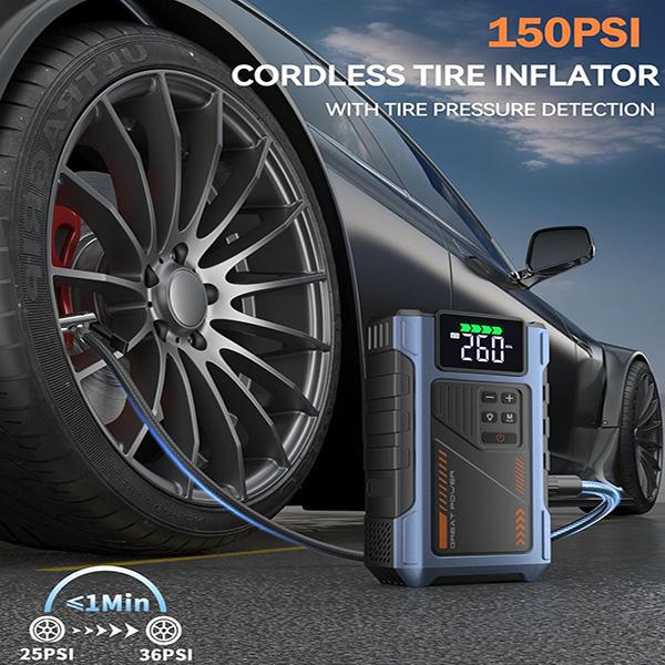 Geeneu Car Battery Charger Jump Starter with Air Compressor 4500A - For Car, Battery Portable Booster Jump Pack, 12V Jumpstart Combo 150PSI Tire Inflator Air Pump(Up to 8.5L Gas/7.0L Diesel)