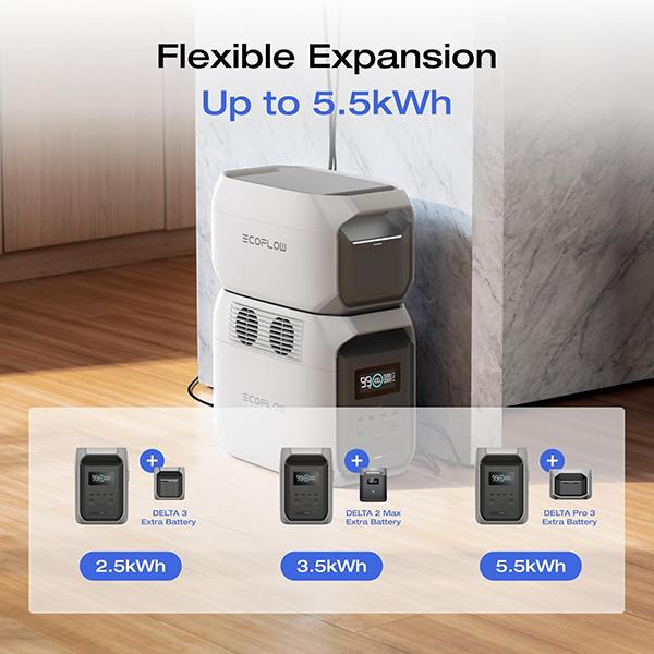 ECOFLOW Portable Power Station DELTA 3 1500 - 1536Wh LiFePO4 Battery Power Station, 6X1800W, Fast Charging for Home Backup Use, Camping & RVs