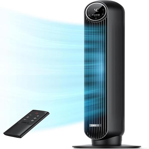 Dreo Tower Fan - 28dB Quiet Floor Fan, 90° Oscillating for Indoors with 4 Speeds, Black (DR-HTF007)