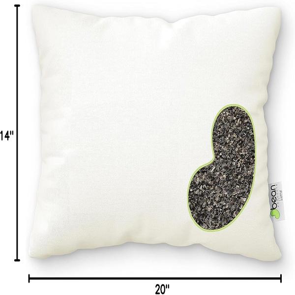 Bean Products Bed Pillow for Sleeping – Organic Buckwheat Fill with Organic Cotton Fabric, Eco-Friendly, Breathable and Durable Sleep Aid