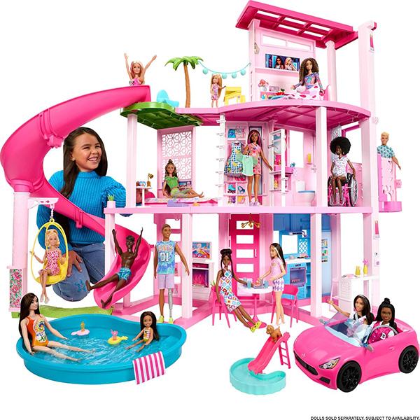 Mattel Barbie Dreamhouse House Playset - with 75+ Pieces and 3-Story Slide, Pet Elevator and Puppy Play Areas