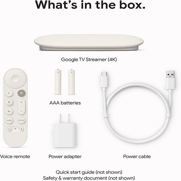 Google TV Streamer 4K - Fast Streaming Entertainment on Your TV with Voice Search Remote, Watch Movies, Shows, Live TV, and Netflix in 4K HDR (Porcelain)