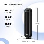 Dreo Tower Fan - 28dB Quiet Floor Fan, 90° Oscillating for Indoors with 4 Speeds, Black (DR-HTF007)